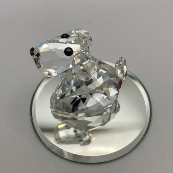 Swarovski Crystal Dog Figurine On Mirror Base - Picture 2 of 12
